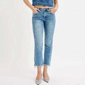 RISEN Full Size High Rise Crop Straight Slim Jeans Plus Size